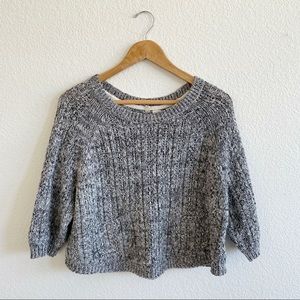 Anthropologie Moth Black and White Textured Cropped Knit Sweater - Size Medium